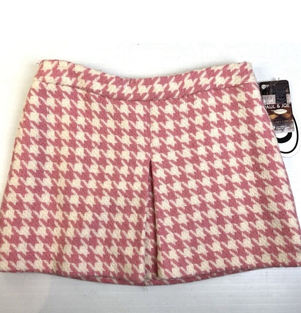 Paul & Joe For Target Wool Mini Skirt Women's 7 Pink Houndstooth Academia Preppy